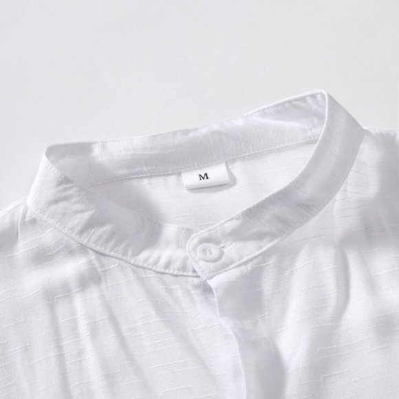 White Men's Collared Shirt Casual - Picture 6 of 6